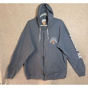 Pirana Joe Cozumel Hoodie Mens XXL Gray Full Zip Pockets Graphic Logo